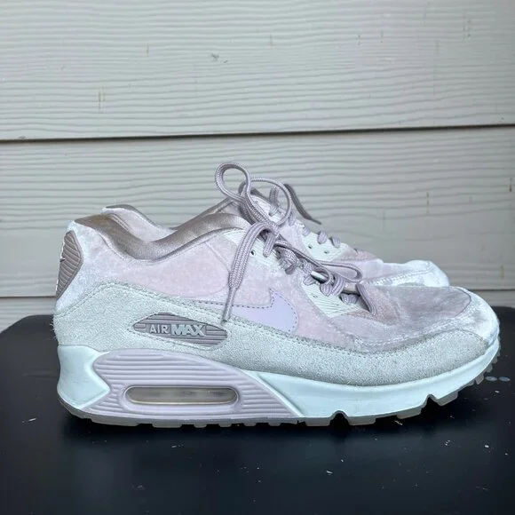 Nike Women's Air Max 90 Velvet Particle Rose Shoes Sneakers Size 10 - Picture 2 of 13